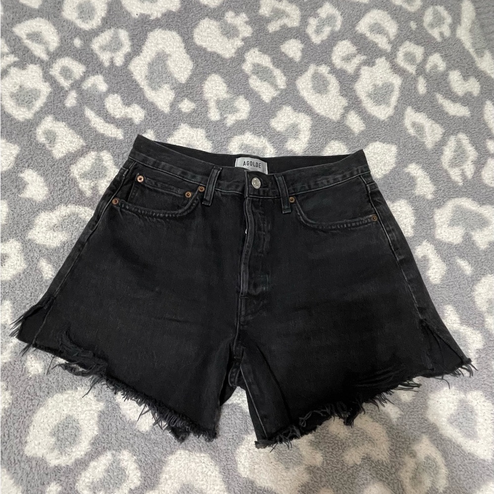 AGOLDE black long Parker shorts
